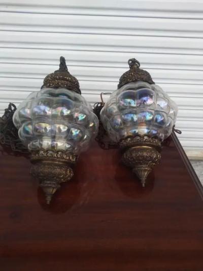 Iridescent Bubble Glass Swag Lamp