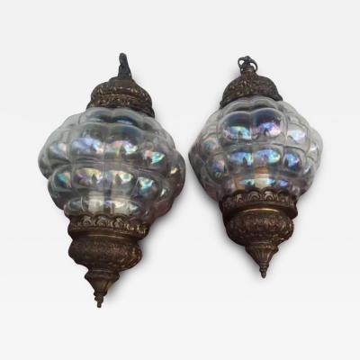 Iridescent Bubble Glass Swag Lamp