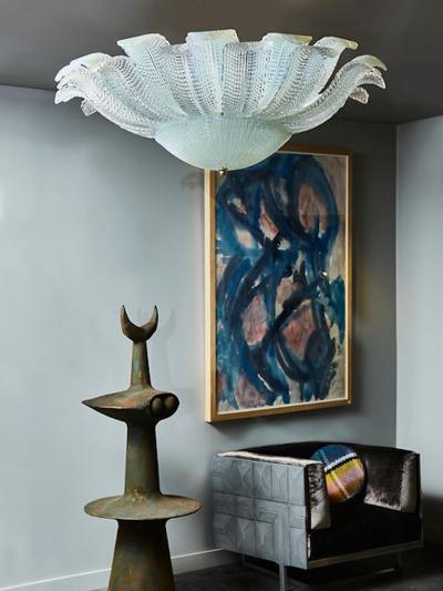 Iridescent Murano Glass Leaf Flush Mount