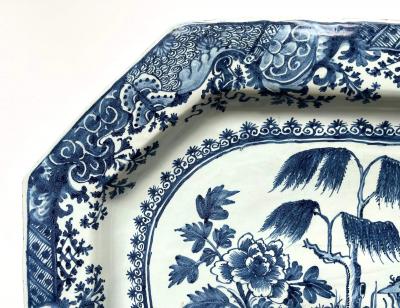 Irish Delft Blue and White Chinoiserie Platter of Massive Scale circa 1760