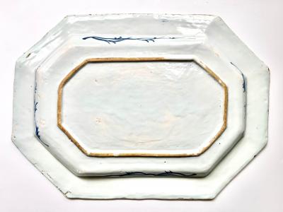 Irish Delft Blue and White Chinoiserie Platter of Massive Scale circa 1760