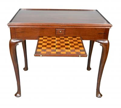 Irish George II Mahogany And Inlaid Games Table Antique