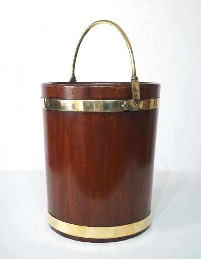 Irish George III Brass Bound Mahogany Peat or Turf Bucket c 1780