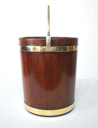 Irish George III Brass Bound Mahogany Peat or Turf Bucket c 1780