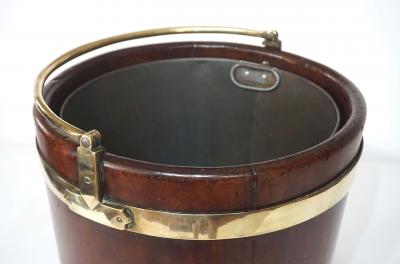 Irish George III Brass Bound Mahogany Peat or Turf Bucket c 1780