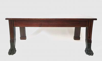 Irish George III Neoclassical Inlaid Mahogany Hall Bench circa 1805