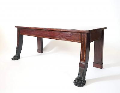 Irish George III Neoclassical Inlaid Mahogany Hall Bench circa 1805