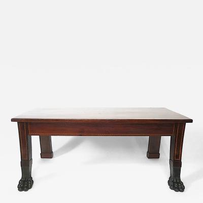 Irish George III Neoclassical Inlaid Mahogany Hall Bench circa 1805