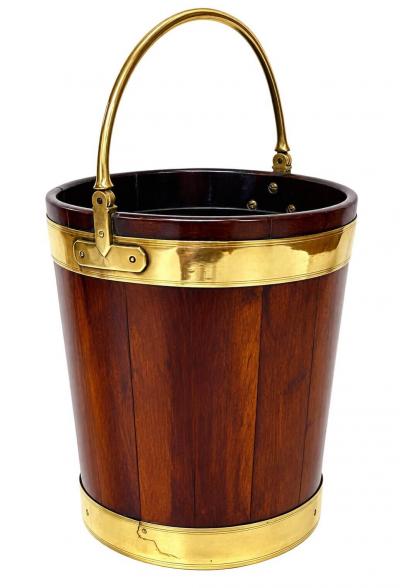Irish Georgian Brass Bound Mahogany Peat or Turf Bucket c 1780