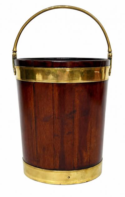 Irish Georgian Brass Bound Mahogany Peat or Turf Bucket c 1780