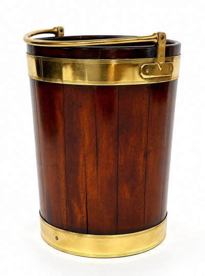 Irish Georgian Brass Bound Mahogany Peat or Turf Bucket c 1780