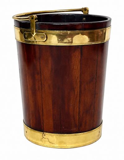 Irish Georgian Brass Bound Mahogany Peat or Turf Bucket c 1780