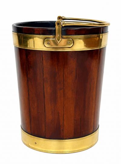Irish Georgian Brass Bound Mahogany Peat or Turf Bucket c 1780