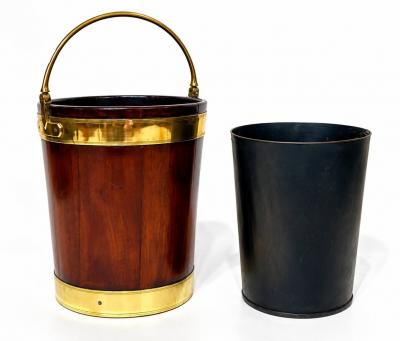Irish Georgian Brass Bound Mahogany Peat or Turf Bucket c 1780