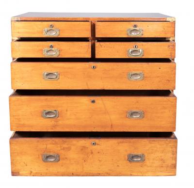 Irish Mahogany And Brass Bound Campaign Chest By Ross Co 
