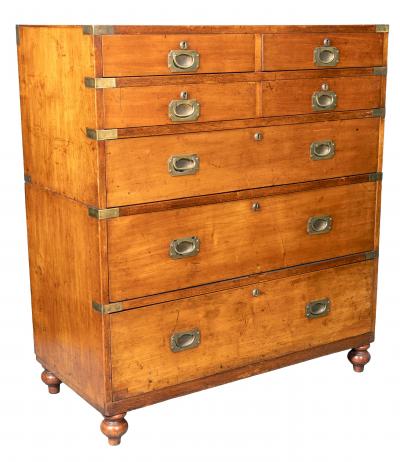 Irish Mahogany And Brass Bound Campaign Chest By Ross Co 