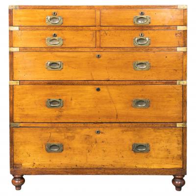 Irish Mahogany And Brass Bound Campaign Chest By Ross Co 