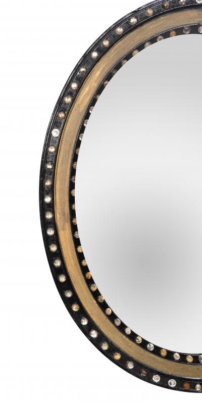 Irish Regency Ebonized And Beaded Glass Mirror