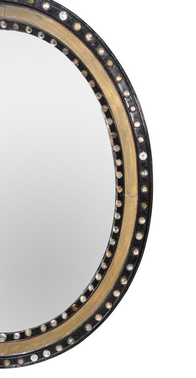 Irish Regency Ebonized And Beaded Glass Mirror