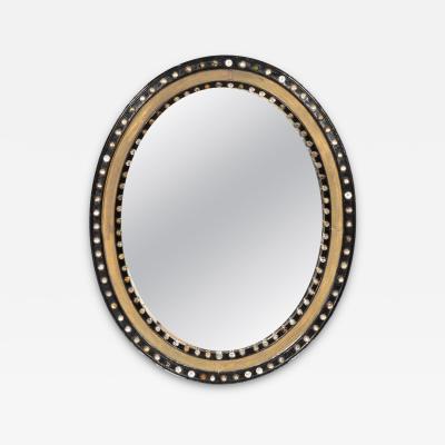 Irish Regency Ebonized And Beaded Glass Mirror
