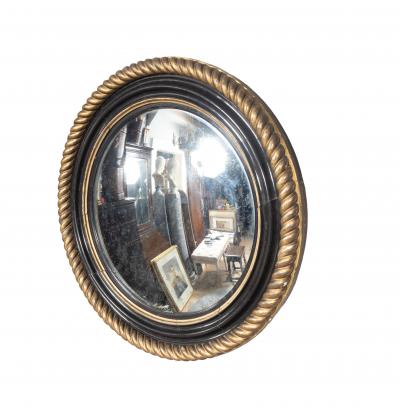 Irish Regency Giltwood And Ebonized Convex Mirror