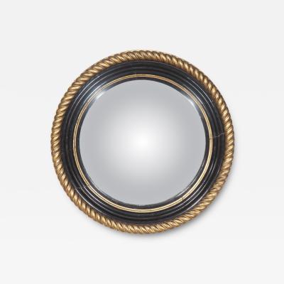 Irish Regency Giltwood And Ebonized Convex Mirror