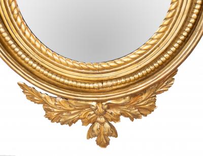 Irish Regency Giltwood Convex Mirror