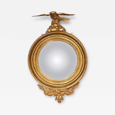 Irish Regency Giltwood Convex Mirror