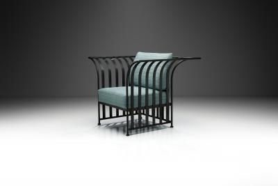 Iron Armchair with Upholstered Cushions by Georg Toth Europe 1998