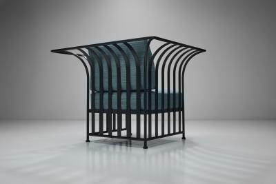 Iron Armchair with Upholstered Cushions by Georg Toth Europe 1998