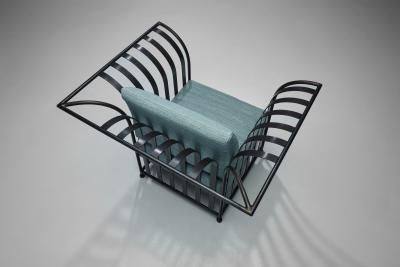 Iron Armchair with Upholstered Cushions by Georg Toth Europe 1998