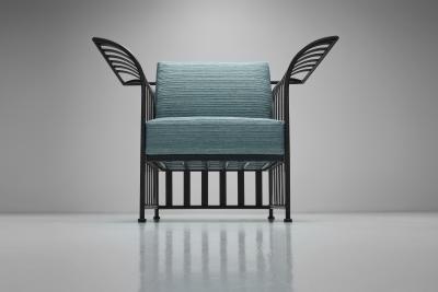 Iron Armchair with Upholstered Cushions by Georg Toth Europe 1998