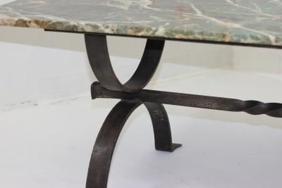 Iron Cocktail Table with a Cipollino Verde Marble Top 1935 France