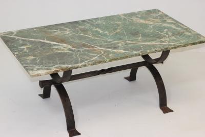 Iron Cocktail Table with a Cipollino Verde Marble Top 1935 France