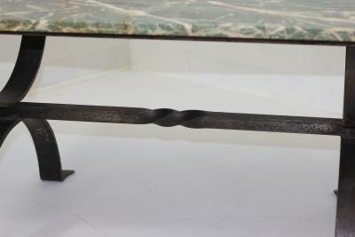 Iron Cocktail Table with a Cipollino Verde Marble Top 1935 France