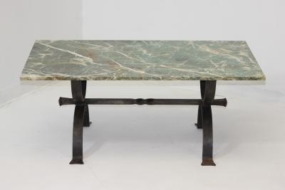 Iron Cocktail Table with a Cipollino Verde Marble Top 1935 France