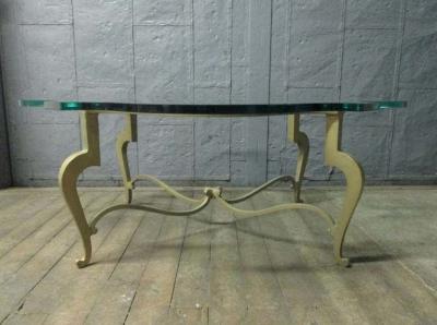Iron Scalloped Edge and Glass Coffee Table
