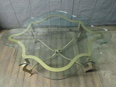 Iron Scalloped Edge and Glass Coffee Table