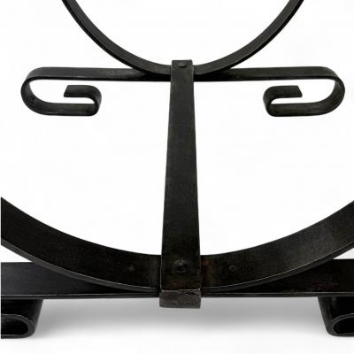 Iron Scroll Form Side Table with Black Marble Top