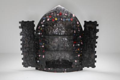 Iron Sculpture and Cabinet Madio Medievale by A Spazzapan 1970s