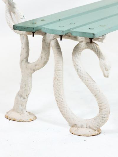 Iron Serpent and Twig Garden Bench English Mid 20th C 
