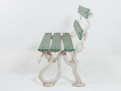 Iron Serpent and Twig Garden Bench English Mid 20th C 