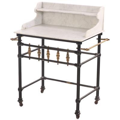 Iron and Brass Marble Top Stand likely French Late 19th C 