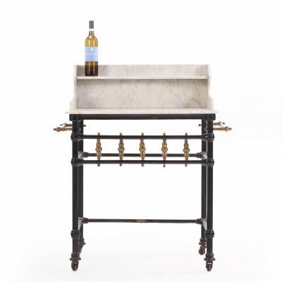 Iron and Brass Marble Top Stand likely French Late 19th C 