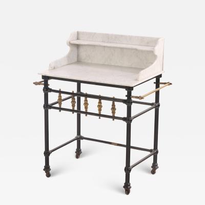 Iron and Brass Marble Top Stand likely French Late 19th C 