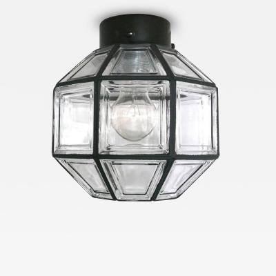 Iron and Glass Octagon Flush Mount