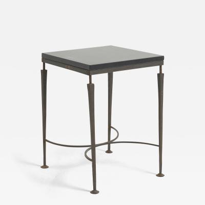 Iron and Stone Square Side Table