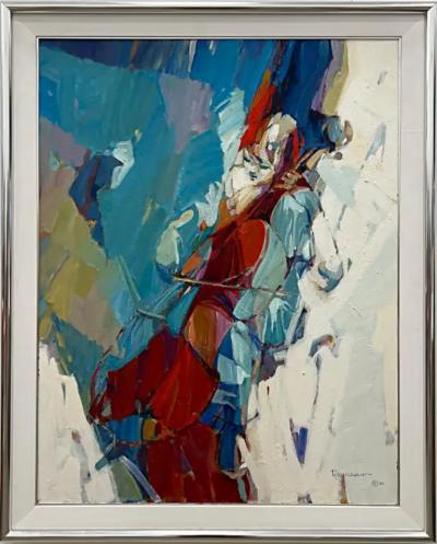 Irving Rosenzweig Large Irving Rosenzweig Figurative Abstract Oil Painting