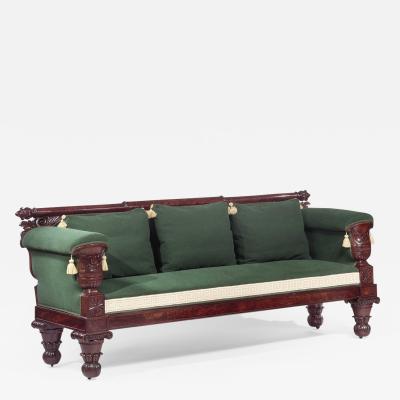 Isaac Vose Classical Carved Mahogany Sofa