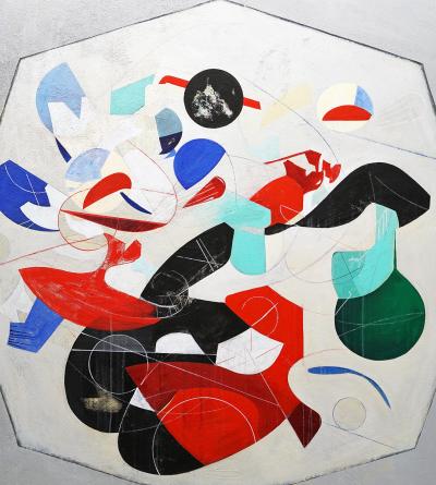 Isabel Brinck Abstract Oil Painting on Canvas Titled Throughout the Night 